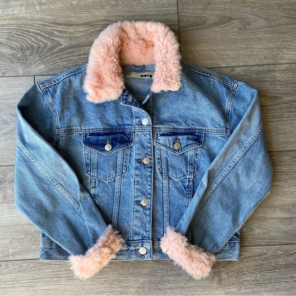 Topshop MOTO Faux Fur Denim Jacket - Picture 5 of 16